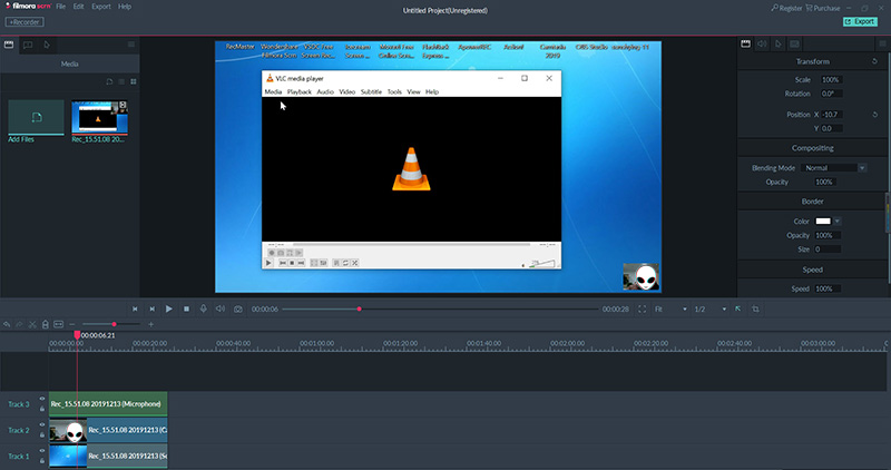 Filmora scrn's Editor for Screen Recording on Windows 7